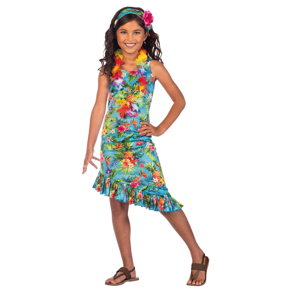 Girls Blue Hawaii Dress | Girls Fancy Dress Costumes | Mega Fancy Dress
